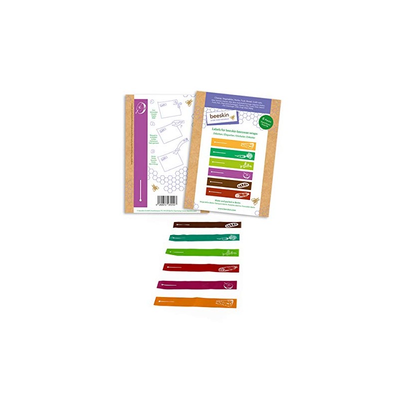 beeskin Labels - 6 Reusable Household Food Labels - Beeswax