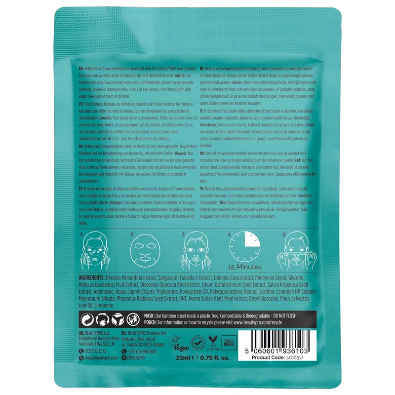 BEAUTYPRO Retinol Anti-Ageing Face Mask with Organic Pine Oil &