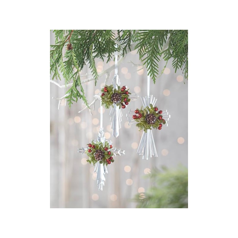 Ganz Kissing Krystals Mistletoe Krystal Cross Ornaments Set of 3