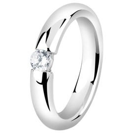 Nena Lina Women's 212267 Set with 4 mm White Cubic Zirconia, Hand Crafted in 925 Sterling Silver Ring 019 silver