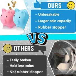 Cute Piggy Bank for Sbrvaniy Pig Money Bank Coin Bank for Boys and Girls My First Unbreakable Money Bank Large Size Decoration Savings (Pink)