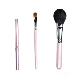 Celebration Present, Gift, Kumano Makeup Brush, Pink Pearl Set of 3 (Middle-Axis Type), Gift Packaging