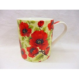 Set of 4 Extra Large China Mugs in red Poppy Design