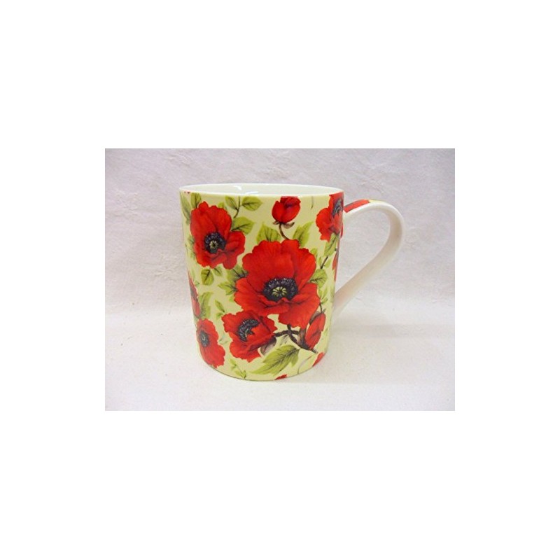 Set of 4 Extra Large China Mugs in red Poppy