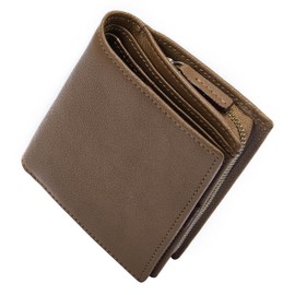 [Elegant Life] Genuine Leather Wallet, Natural Cowhide Leather Wallet, Men's, Khaki