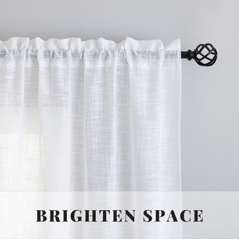 VOILYBIRD Short Curtains for Kitchen Window Linen Texture Curtains Farmhouse