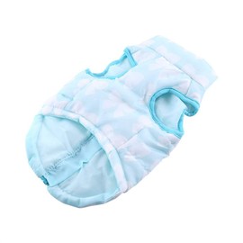 Pet Jacket Dog Vest Winter Camouflage Bowknot Fall Warm Cotton Cat Chihuahua Clothes Apparel Costumes(S-Light Blue)