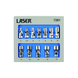 Laser 7281 Universal Joint Socket Set 1/4"D 12Pc