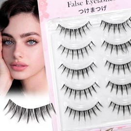 MSQ Falsche Wimpern 5 Paare Lashes Künstliche Wimpern Natürlich Weich und Kurz Cosplay eyelash Anime Lashes Transparentes Band Handgefertigt Fake Lashes