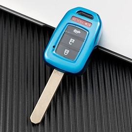 Key Fob Cover Case Fit for Honda Accord Civic CR-V HR-V Soft TPU Keyless Entry Remote Holder Skin Protector (Blue)