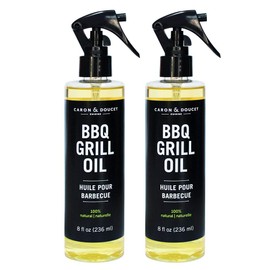 CARON & DOUCET - BBQ Grill Cleaner Oil | 100% Plant-Based & Vegan | Best for Cleaning Barbeque Grills & Grates | Use with Wooden Scrapers, Brushes, Accessories & Tools | Great Gift for Dad! (2X 8oz)