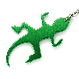 Komonee Lizard Green Bottle Opener Key Chain Metal Wildlife Key Ring Novelty Animal Keychain Keyrings (Pack of 10)
