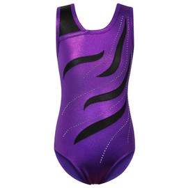 ZNYUNE Girls' Colour Gradient Leotard, Sleeveless, Children's Gymnastics Jersey, Classic B360 PurpleBlack 12A, 360_PurpleBlack