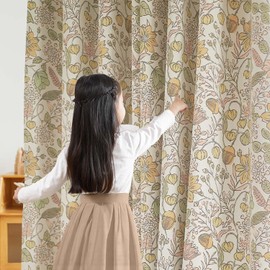 jinchan Nursery Curtains 95% Blackout Yellow Floral Curtains for Girls Room, 63 Inch Length Farmhouse Drapes for Bedroom Living Room Darkening Window Treatment Grommet Top Set of 2 Panels