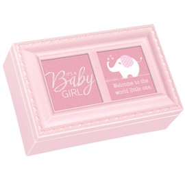 Cottage Garden Baby Girl Welcome to The World Matte Pink Jewelry Music Box Plays Brahms's Lullaby