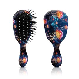 GABraden Mini Hair Brush,Cute Detangling Travel Hair Brush,Soft Bristles for Effortless Tangle Removal,Detangler Hairbrush for Women Men Boys Girls Kids Wet Dry All Hair Types(Pink Jellyfish)