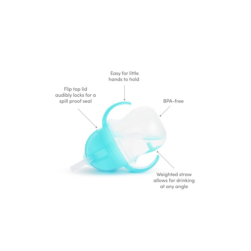 Munchkin Click Lock Weighted Straw Cup, 7 Ounce, 2 Pack,