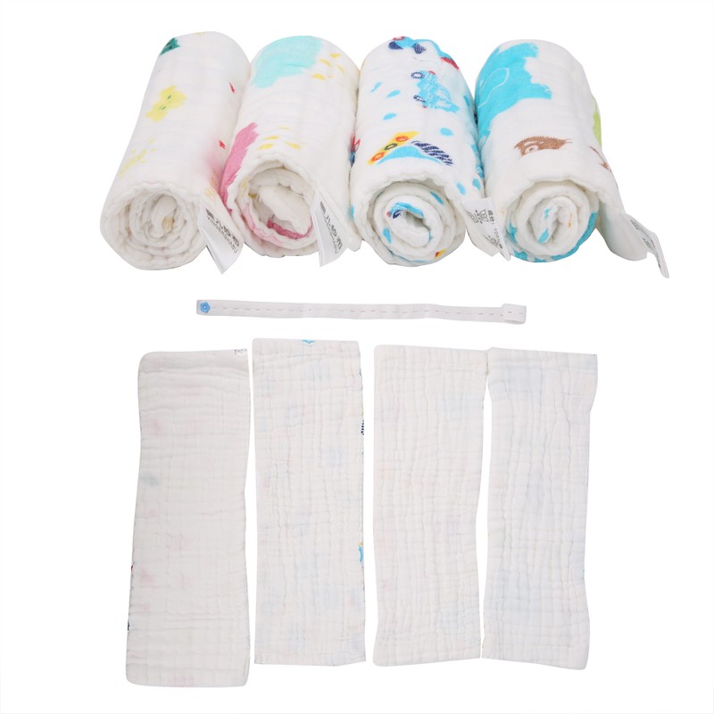4Pcs Thick Baby Reusable Diaper Cartoon Animal Infant Plush Washcloth