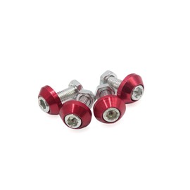 REPAIROCK 4pcs Rose Red 6mm Thread Diameter Motorcycle License Plate Frame Screws Bolts Caps Auto Replacement Parts