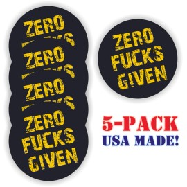 Unbranded/Generic 5pk Funny ZERO F--KS GIVEN Hard Hat Stickers - Sarcastic Laborer Foreman Decals