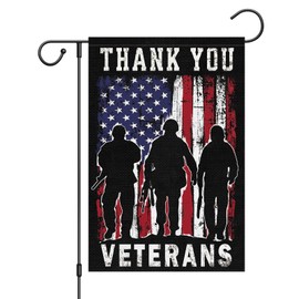 Wodison Veterans Day Garden Flag 12x18 Inch Double Sided Outside，Thank You Veterans Small Burlap Yard Flag Outdoor House Decorations