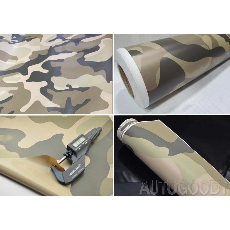 AUTOGOODY 60" x 60" Army Camo Camouflage Desert Vinyl Film