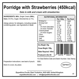 Expedition Foods Porridge with Strawberries (450kcal) - Freeze Dried Meal