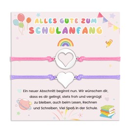 MANVEN First Day of School Gifts Mother Daughter Bracelet School Child 2024 First Day at School Girls Gifts School Cone First Day School Cone Filling Gifts School Child Girls 2024, Stainless Steel, No