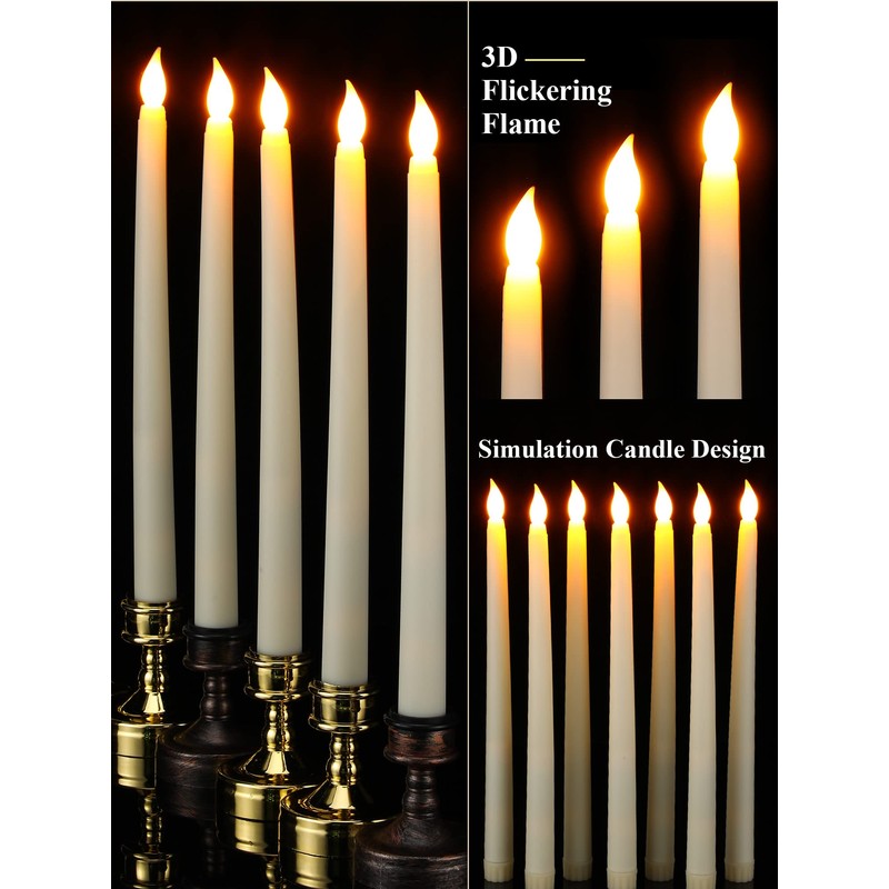 Funtery 48 Pcs Flameless LED Taper Candles 11 Inch Battery