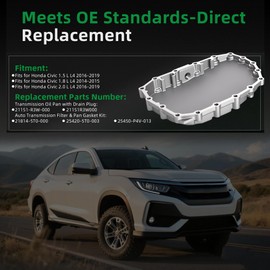 Riyhch Auto Transmission Filter & Pan Gasket Kit+Transmission Oil Pan with Drain Plug,for Honda Civic 1.5L 1.8L 2.0L L4 2014-2019,#OE:21814-5T0-000 25420-5T0-003 25450-P4V-013 21151R3W000