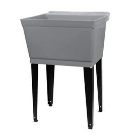19 Gallon Utility Sink Laundry Tub by JS Jackson Supplies with Adjustable Metal Legs, Ideal for Laundry room, Basement, or Garage Workshop. Heavy Duty Shop Sink. No Faucet Included (Grey)