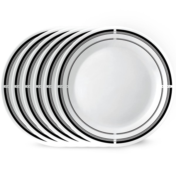 Corelle 6-Piece 10.25" Dinner Round Plates, Vitrelle Triple Layer Glass, Lightweight Round Plates, Large Round Plates, Chip and Scratch Resistant, Microwave and Dishwasher Safe, Brasserie