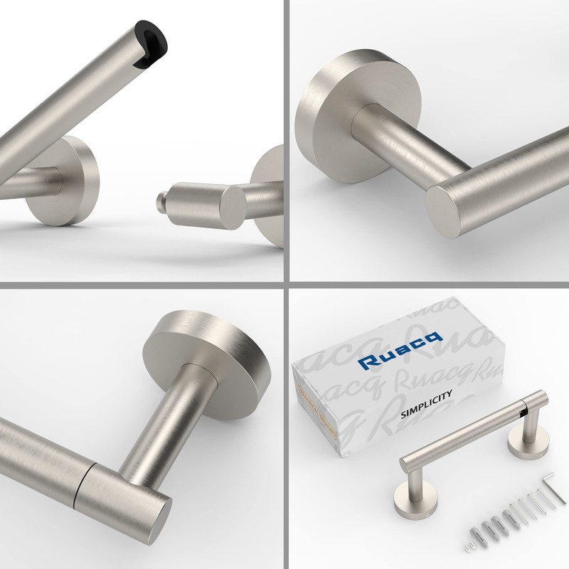 Ruacq Toilet Paper Holder Brushed Grey Double Post Pivoting Round