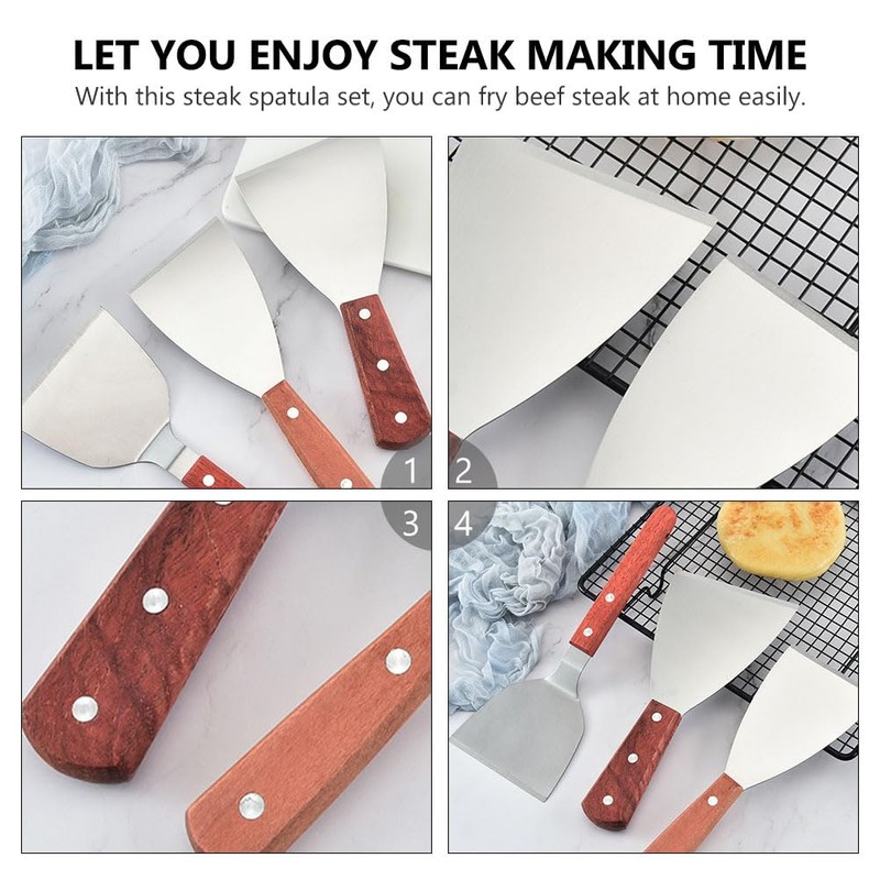 Cabilock 3pcs Stainless Steel Pancake Spatula Set Steak Spatulas Burger