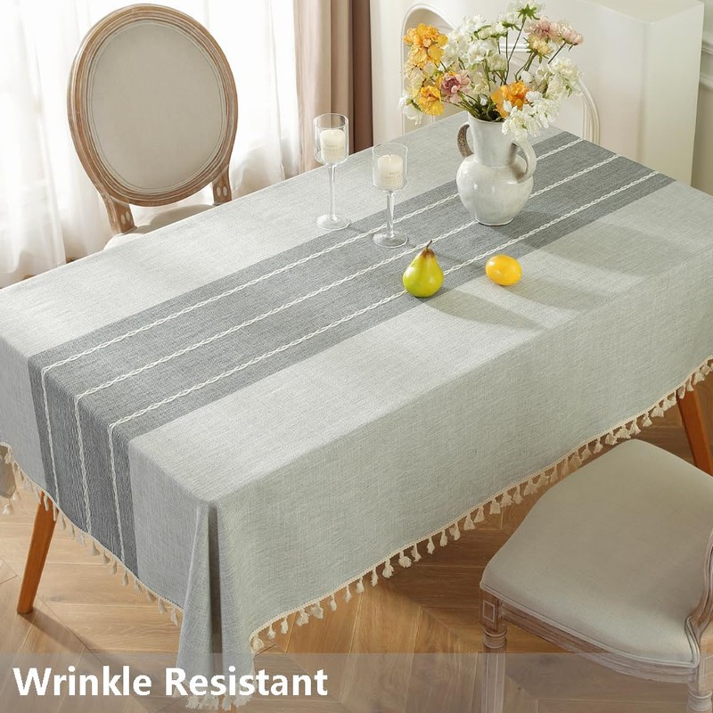 TruDelve Cotton Blend Tablecloth Rectangle Table Grey Tablecloths Rustic Farmhouse