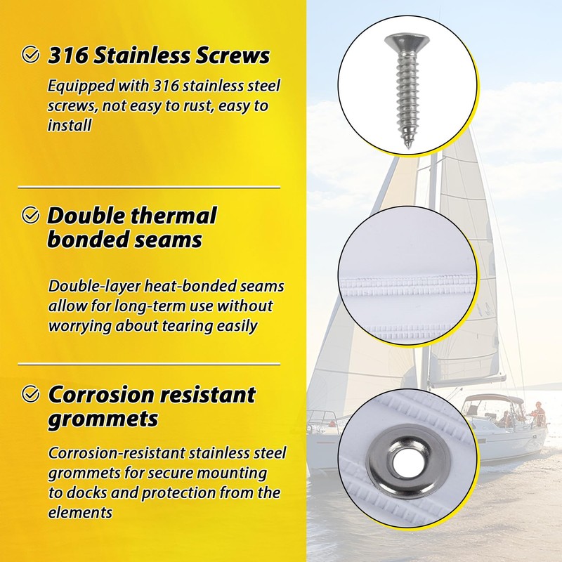 VEITHI Dock Bumper White,Dock Bumper Guard with Screws,Boat Dock Bumper