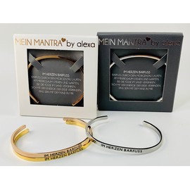 Elegant bangle bracelet in colours: silver, gold or rose gold with mantra and saying - engraving in 2 sizes. In the heart barefoot, Stainless Steel