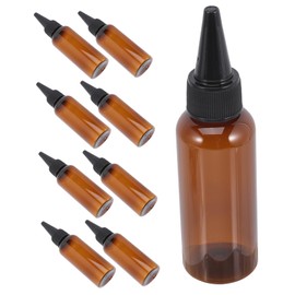 Gatuida 10Pcs Refillable Hair Color Applicator Bottles Squeeze Plastic Oil Bottles for Hair Dye and Liquid Dispensing Brown with Precision Tip for Easy Use