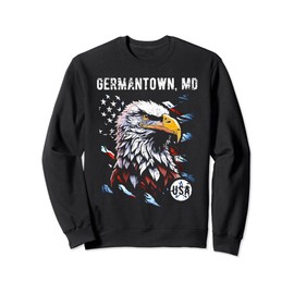 Germantown Maryland Patriotic Eagle USA Flag Vintage Design Sweatshirt