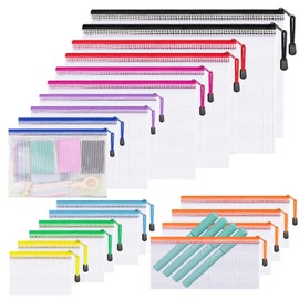 20pcs Mesh Zipper Pouch Bags,9 Sizes Plastic Zipper Bags for Organization,Reusable Zipper Pouches for Puzzle Board Game Storage,for Travel School Office Supplies.