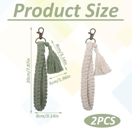 Hongoen 2 x Macramé Key Chains, Key Chain Band, Boho Orange Lanyard, Macrame Keyring, Purple, for Work ID Door Keys