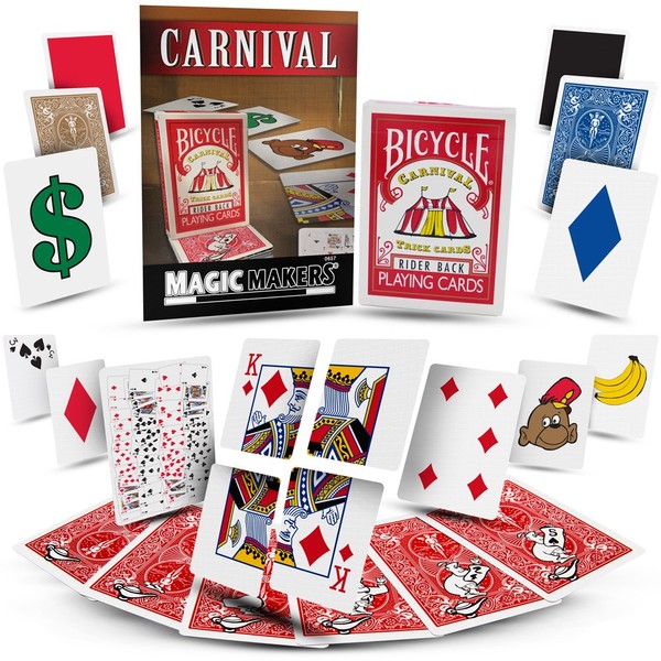 Magic Makers Carnival Trick Cards with Included Video Learning and How-to Perform Magic Trick Instructions