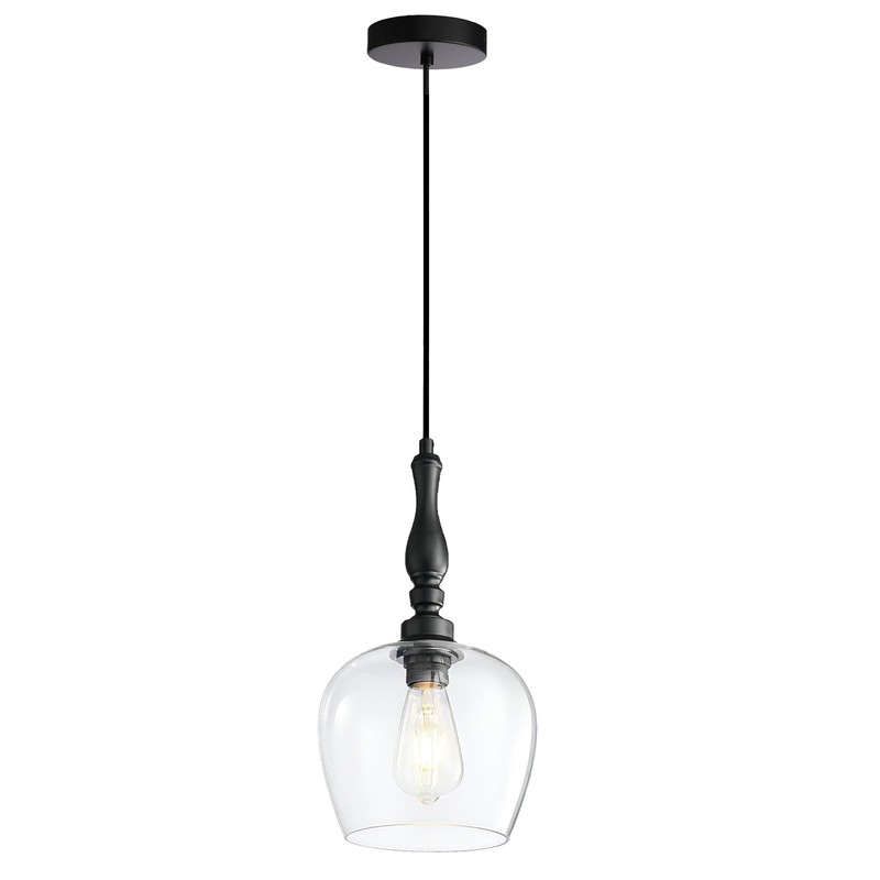 Black Pendant Lights Kitchen Island Bell Shape Clear Glass Hanging