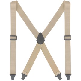 Ausukler Suspenders for Men Heavy Duty with Plastic Clips, Visible or Hidden under Shirt Clothing (Beige)