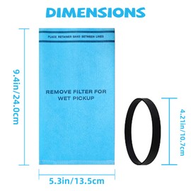 12 Pack 38737 Dust Filter Bags Replacement for Craftsman 2 to 2.5 Gallon Wet/Dry Vacuums and Powerhead Bucket Vac, with 3 Retaining Bands Blue, Part# 9-38737/CMXZVBE38737, WORKSHOP, WS01025F2, VF2000