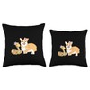 Funny Japanese Corgi Snake Art Throw Pillow