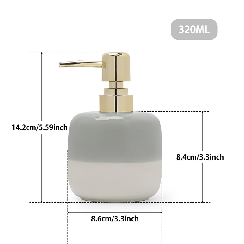 Asashizen Ceramic Soap Dispenser Grey and White Two Tone with
