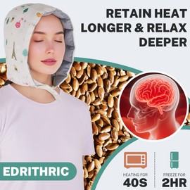Flaxseed Heating Pad for Tension Headaches, Relief and Deep Conditioning Therapy Hot Cap for Hair Care, Natural Microwave Heating Cap for Head Pressure and Stress Relief
