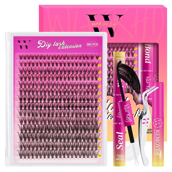 Lash Extension Kit 280PCS Eyelash Clusters 30D DIY Eyelash Extension