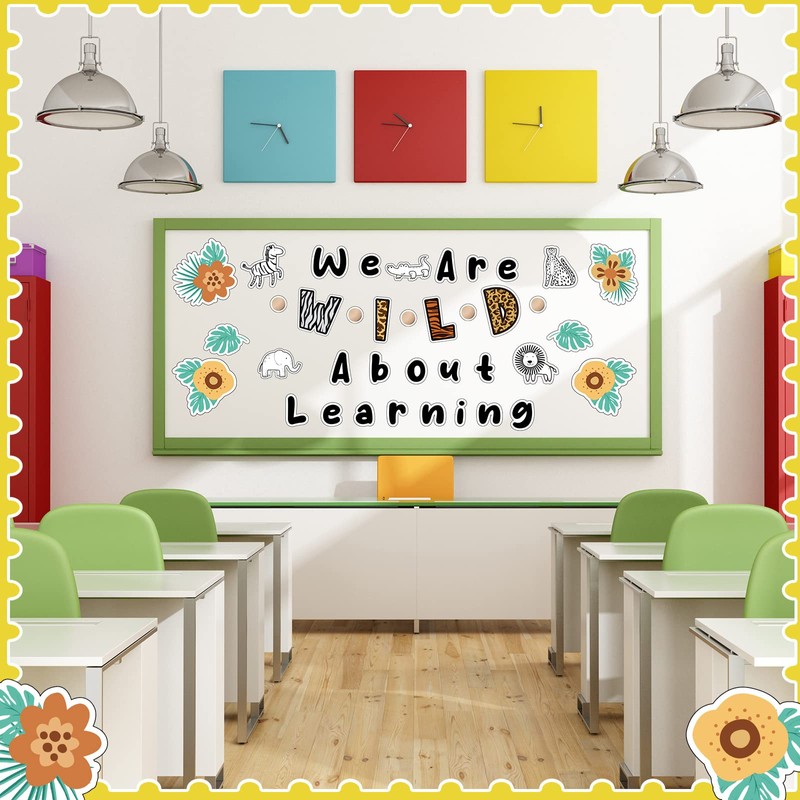 Ctosree 134 Pcs Safari We are Wild About Learning Bulletin